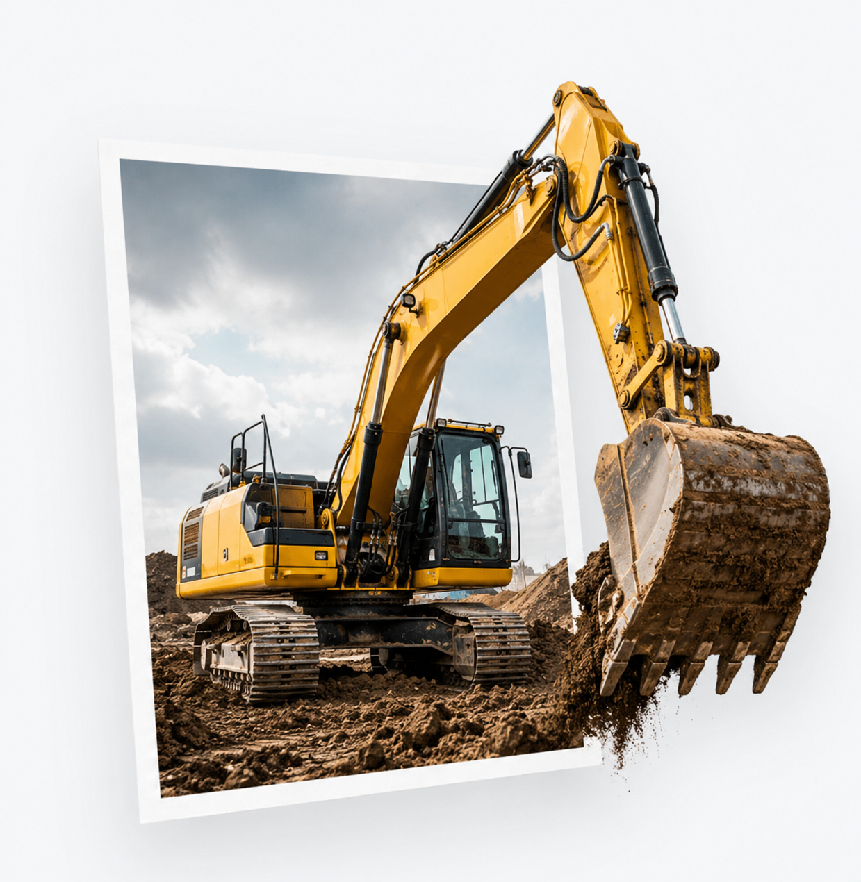 Yellow excavator on a construction site